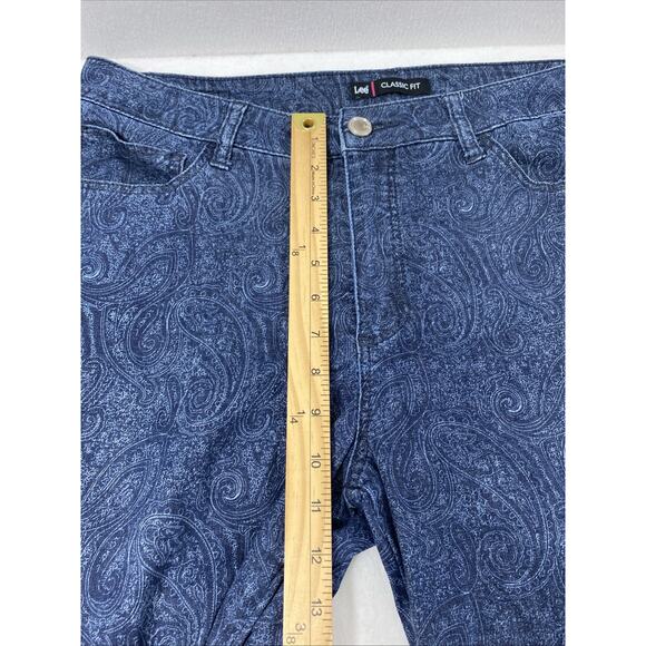 Lee Classic Fit Jeans Womens Size 14‎ Dark Wash Paisley Print Straight Stretch - Picture 8 of 12